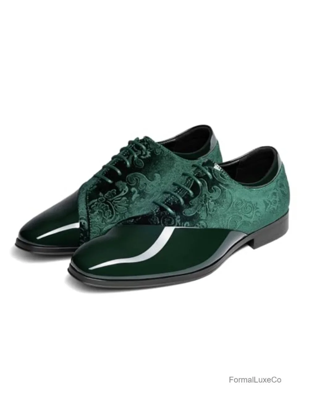 Men's Patent Velvet Lace-Up Oxford Dress Shoes Formal Tuxedo